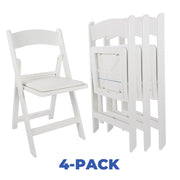 Mainstays White Resin Folding Chairs with Padded Seat, Lightweight Foldable Design, Antiskid Rubber Feet, Set of 4