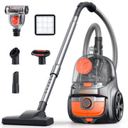 TaoTronics Canister Vacuum Cleaner, 1200W Powerful Suction, 3.7QT Bagless Dust Cup, Triple HEPA Filter, Auto Cord Rewind, Lightweight Blue with 5 Attachments
