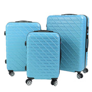 Fyydes 3 Piece Luggage Set, Hardshell Lightweight Suitcase with Spinner Wheels, Blue - TSA Approved Lock
