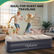 Ophanie Twin Air Mattress, 18-Inch Elevated Inflatable Bed with Built-In Pump, Puncture-Resistant PVC, Portable, Dark Gray