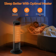 EDX 1500W Space Heater for Indoor Use 23 Electric Heater with 7 Light Colors, 70 Oscillation, Adjustable Thermostat & Remote, Tip-Over Protection, Black