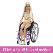 Mattel HJT13 Barbie Fashionistas Doll #194 With Wheelchair & Ramp, Blond Hair, Rainbow Dress & Accessories