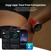 Amazfit Active 2 Round Smartwatch, 44mm Stainless Steel, Black Leather Band, 1.32-Inch AMOLED Display, GPS, Heart Rate Monitor, 10 Days Battery