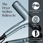 Olivia Garden SuperHP Ionic Hair Dryer, 1875W Brushless Motor, 5 Attachments, Lightweight, Quiet, Black, 200-HPDR1B
