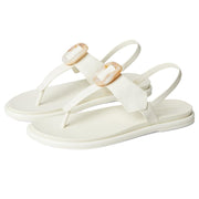 OluKai La'T T-Bar Sandals for Ladies - White Sand/White Sand - 6M
