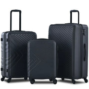Travelhouse TH1065BK 3 Piece Luggage Set Hardshell Lightweight Suitcase with TSA Lock Spinner Wheels 20in24in28in Black
