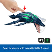 Mattel JKL79 Jurassic World Wild Roar Brachauchenius Dinosaur Action Figure Toy, Attack, Light & Sound, Scan Code