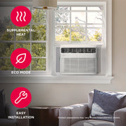 Frigidaire Window Air Conditioner with 23,200 BTU Cooling, 16,000 BTU Supplemental Heat, 6-Way Airflow, Remote Control, White, FHWH234WB2