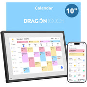 Dragon Touch TM10 Digital Calendar, 10.1 Inch Interactive Touchscreen, Planner with Chore Chart and Dinner Planner, Black