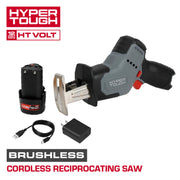 Hyper Tough 12V Brushless Cordless Reciprocating Saw with Battery and Charger, Variable Speed, Ergonomic Grip, Compact Lightweight Design, 6089