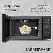 Farberware Compact Microwave Oven, 0.9 Cu. Ft., 900 Watts, Digital Control Panel, Auto Cook Menus, Defrost Functions, Express Cooking, Child Safety Lock, White, FMGZ09WHA