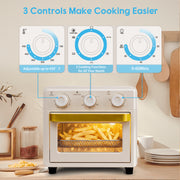 MFVV 10.6QT Toaster Oven Air Fryer Combo, 1000W, 3-Layer Cooking, 6 Functions, Milky White, ATS-10K