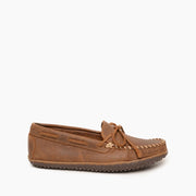 Minnetonka Men's Tie Tread Suede Moccasin Slippers, Water-Resistant, Slip-Resistant MinnTREAD Rubber Sole, Brown, Size 7 M Tarik