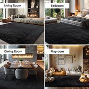 Pentantan Shag Area Rug, 5ft x 8ft, Soft Fluffy High Pile Polyester Carpet with Memory Foam, Non-Slip Backing, Black