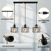 Three-Head Chandelier Creative Iron Art Hexagonal Chandelier Ceiling Lamp Decor Bulbs Not Included