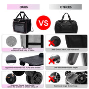 Fegat Rolling Craft Bag Large Tote with Laptop Compartment, Detachable Dolly, Five-Wheel Roller, Black, 17.3 in