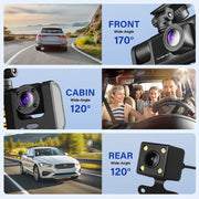 Zymise Dash Cam Front and Rear, 1080P Full HD, Bluetooth, Built-in Wi-Fi, Night Vision with Infrared LEDs, GPS Navigation, 24-Hour Parking Mode