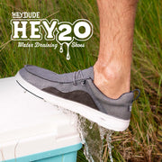 HEYDUDE Wally Hey2O Mesh Men's Slip-On Loafers, Lightweight Cushion Support, Breathable Ventilated Mesh, Flexible Rubber Outsole, Monument Grey/Dawn Blue, Size 11, 43145