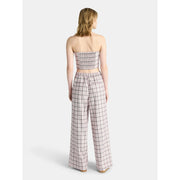 No Boundaries Women's Sweetheart Neck Tube Top and Wide Leg Pants Set, 2-Piece, Plum Vine, S