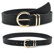SENDEFN Women Leather Belts 2 Pack, Adjustable Pin Buckle Waist Belts, Genuine Leather, Black and Brown