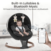 TouHeart Electric Baby Swing for Infant with 5-Speed Sway, Vibration, Remote Control, 10 Lullabies, Black, S8031