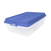 Hefty HFT-7162-010-470-676 40 Qt. Clear Storage Bin with Blue HI-RISE Lid