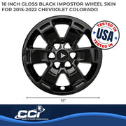 Coast2coast Automotive Hubcap 16 in Black ABS Plastic 6-Spoke Wheel Cover Set for 2015-2020 Chevrolet Colorado IWCIMP444BLK