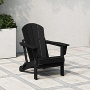 Westintrends WWT00021 Outdoor Folding HDPE Adirondack Chair, Patio Seat, Weather Resistant, Black
