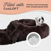 Best Friends by Sheri Donut Shag Pet Bed and Blanket Set, Orthopedic Support, Dark Chocolate, Large 36x36x9 in, 5033