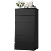 Homfa FPB-250 6 Drawer Tall Dresser for Living Room, Black