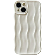 River Water Ripple Pattern Curly Wave Frame Soft Compatible w/iPhone Case, White, iPhone 15 Pro