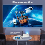 ARTSEA M8 Mini Projector, Portable, 9000 Lumens Brightness, Full HD 1080P, Dual HiFi Stereo Speakers, White, Includes Carrying Bag and Tripod