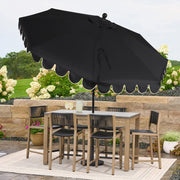 Better Homes & Gardens Premium 9 ft Black Scallop Market Patio Umbrella, Crank Lift, 3-Angle Tilt