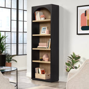 Mainstays Westley 5-Shelf Arch Bookcase, Black Finish with Spring Pine Accents, Pack of 2, 72.56 in Height, 444344