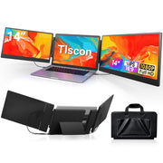 Tlscon Portable Monitor, 14 Inch 1080P FHD IPS Display, Built-in Dual Speakers, Foldable Stand, USB-C HDMI Compatible, Black, S3