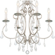Crystorama Ashton Six Light Chandelier with Hand Cut Modern Pendalogue Crystals, Olde Silver Finish, 21.5 in W x 27 in H, 5016-OS-CL-MWP