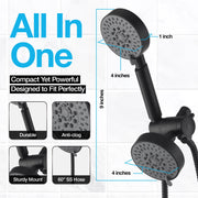 BLACK+DECKER 5-Setting Dual Handheld and Rainfall Shower Head with Anti-Clog Nozzles, 60in Stainless Steel Hose, Chrome BD0029