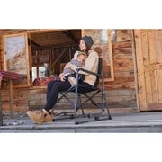 Heng Feng Ever Advanced Rocking Camping Chair, Foldable Outdoor Rocker with Removable Cup Holder, Steel Frame Supports 300 lbs, Blue