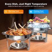 Warmounts 5QT 4 Pack Gold Accent Stainless Steel Chafers and Buffet Warmers Sets w/Glass Lid
