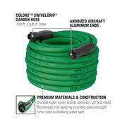 Flexzilla Colors SwivelGrip Garden Hose, 5/8 in, 100 ft, Lightweight All-Weather Hybrid Polymer, Leak-Free Connections, Forest Green, HFZC5100GRS-E