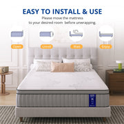 EGOHOME Sleep 14 Inch King Size Hybrid Mattress, Cooling Gel-Infused Memory Foam, Pocket Springs, Medium Comfort