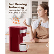 SIFENE KC211-RED 2-in-1 Single Serve Coffee Maker, Compatible with K Cup Capsules & Grounds, Red