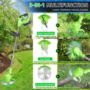 AOVOX Cordless Electric Weed Wacker w/2 4.0Ah Batteries, Brushless Weed Eater, 3-in-1 Grass Trimmer & Lawn Mower, Green