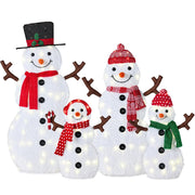 Best Choice Products 4ft 4-Piece 2D Lighted Snowman Family Set with 160 Twinkling White LED Lights, Outdoor Holiday Yard Decor