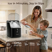 Goosiay Nugget Ice Maker Countertop Portable Ice Machine, Soft Chewable Pellet Ice, 33 lb Daily Output, Stainless Steel Black, HZB-15NB