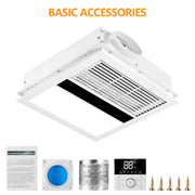 Flyingfox TFS03 Bathroom Exhaust Fan Heater Combo, 2300 Watt Heater, 150 CFM Ventilation, LED Light, Quiet 1.5 Sones, White