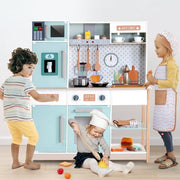 EVMORE Kids Wooden Play Kitchen Set with 30Pcs Accessories