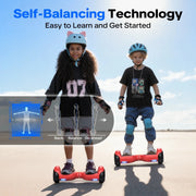Tcdjtc Self-Balance Scooter for Kids, Electric Scooter with Bluetooth Speakers, Hover Off Road Board Electric Scooter with LED Lights