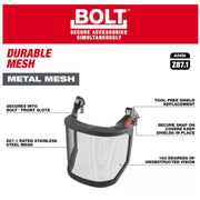 Milwaukee 48-73-1431 BOLT Full Face Shield - Metal Mesh (Compatible with Safety Helmet [No Brim])