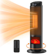 EDX 1500W Space Heater for Indoor Use 23 Electric Heater with 7 Light Colors, 70 Oscillation, Adjustable Thermostat & Remote, Tip-Over Protection, Black
